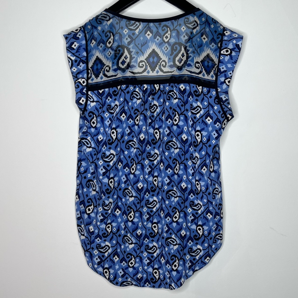 VERONICA BEARD Women's 'Rincon' Tie Front Silk Blouse Spring Navy Sz. 4 - Picture 7 of 7